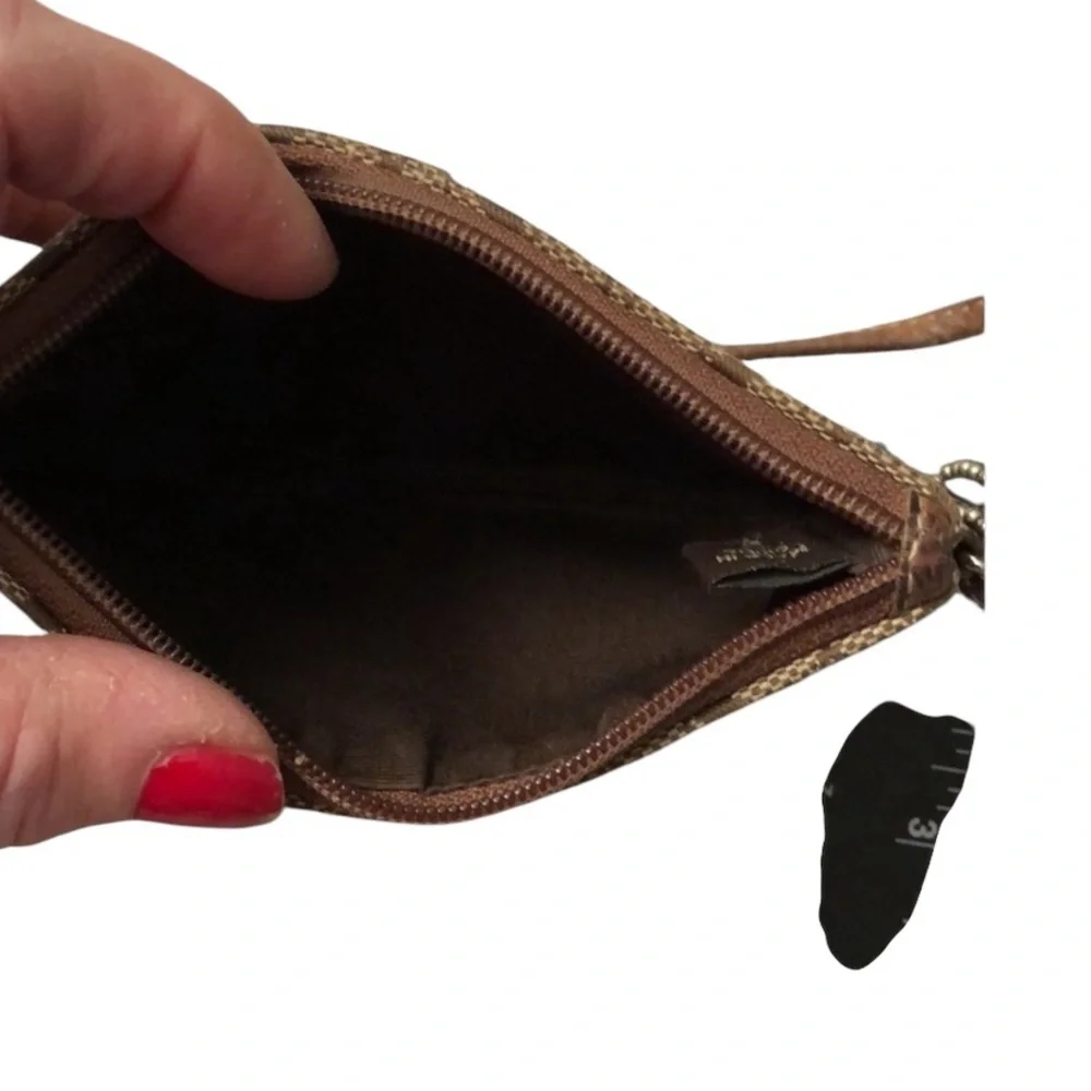 Coach brown & tan monogram wristlet & hang tag matching pieces available